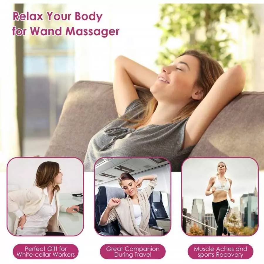 Personal Wand Massager - 8 Powerful Speeds and 20 Vibration Modes Mini Cordless Wand Massager for Women, Relief Relax Muscles (F