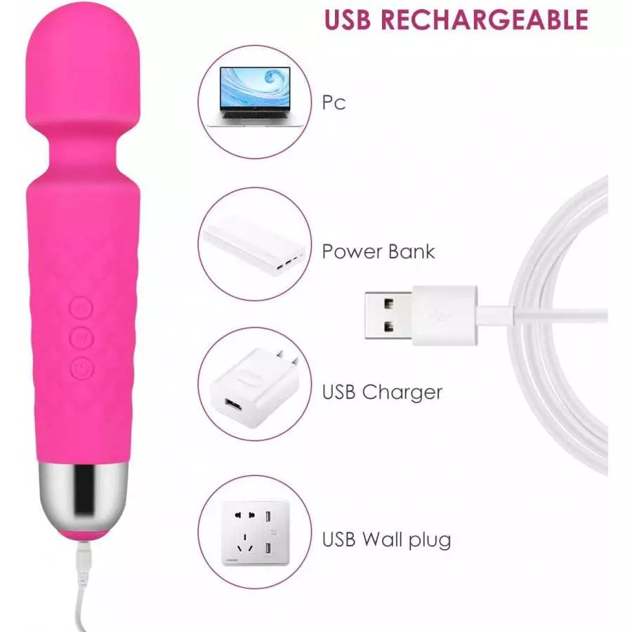 Personal Wand Massager - 8 Powerful Speeds and 20 Vibration Modes Mini Cordless Wand Massager for Women, Relief Relax Muscles (F