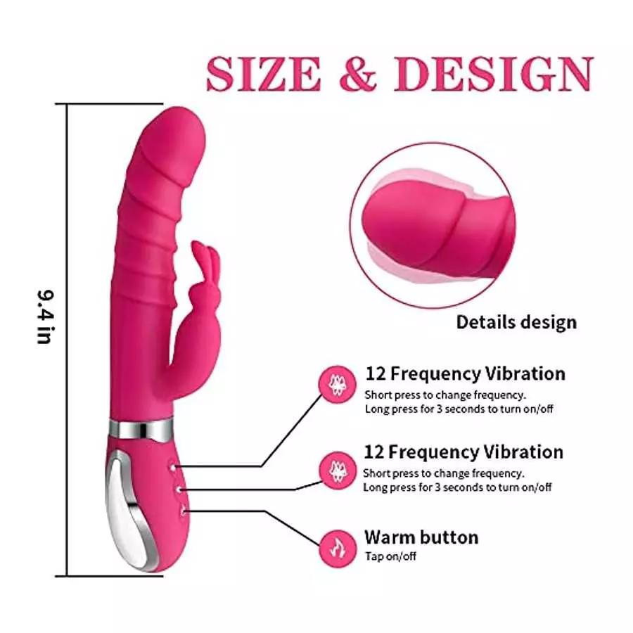 Delupet G Spot Rabbit Vibrator for Women Bunny Ears Clitoris G-spot Stimulation,Waterproof Dildo 7 Powerful Vibrations Rechargea