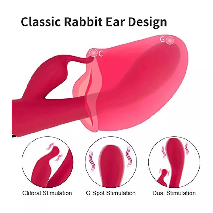 Eupher Rabbit Vibrator Vibrator Dildo for Women Pleasure with 10 Powerful Vibration,Rechargeable G Spot Vibrator with Dual Motor