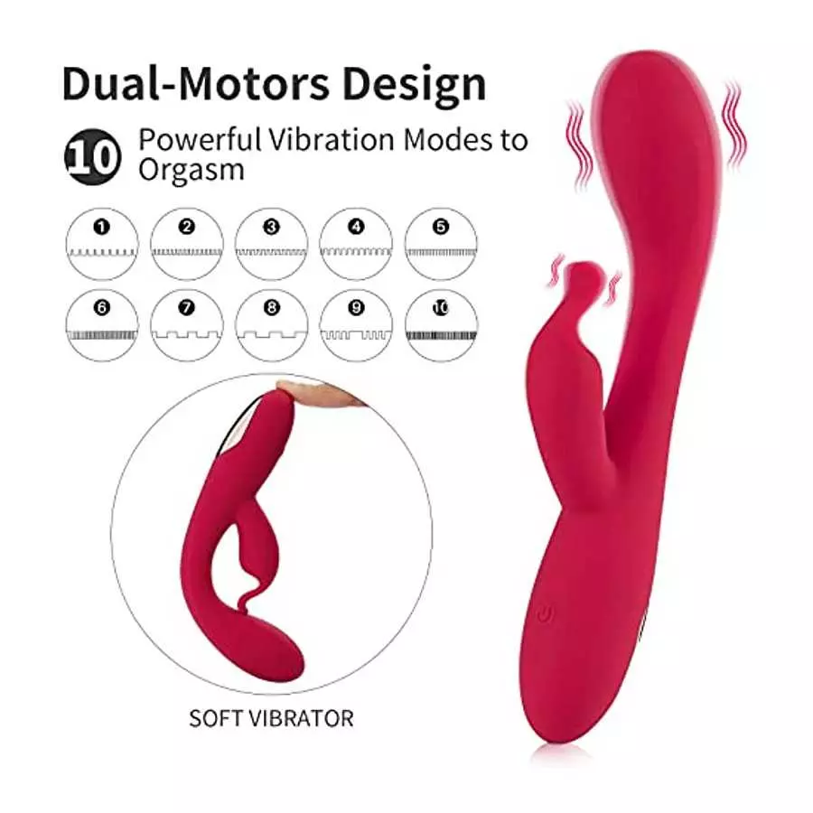 Eupher Rabbit Vibrator Vibrator Dildo for Women Pleasure with 10 Powerful Vibration,Rechargeable G Spot Vibrator with Dual Motor