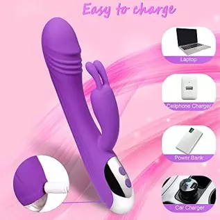 G-Spot Double-Headed Model,Double Shock Climax Rabbit,10 Frequency Vibration, Bendable, Waterproof and Mute,Medical Silicone Saf