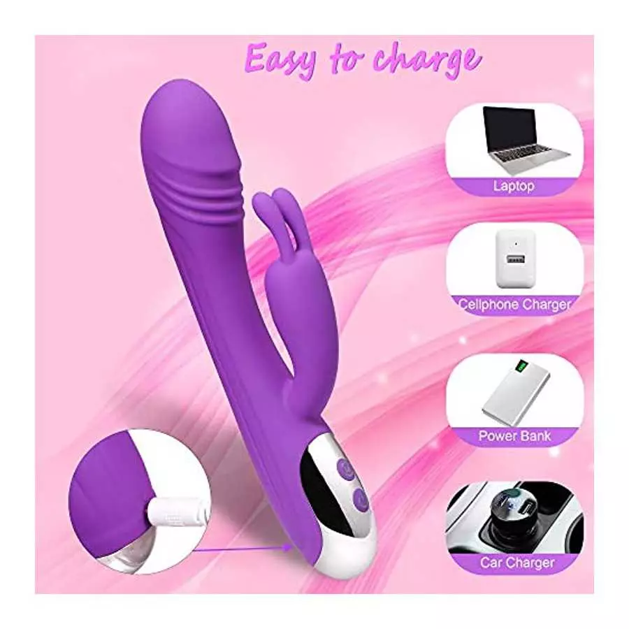 G-Spot Double-Headed Model,Double Shock Climax Rabbit,10 Frequency Vibration, Bendable, Waterproof and Mute,Medical Silicone Saf