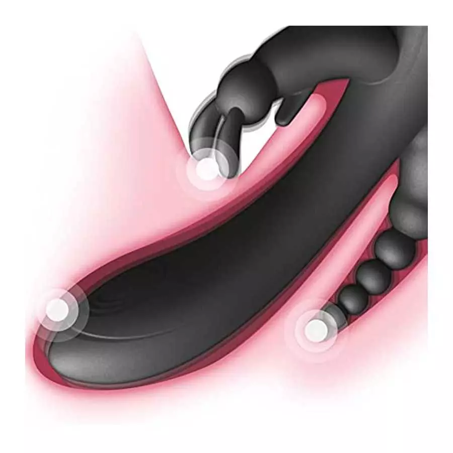 SXOVO Rabbit Vibrator with 12 Vibration Modes 3 in 1 G-spot Vibrator Rechargeable Waterproof Silicone Anal Dildo for Female Coup