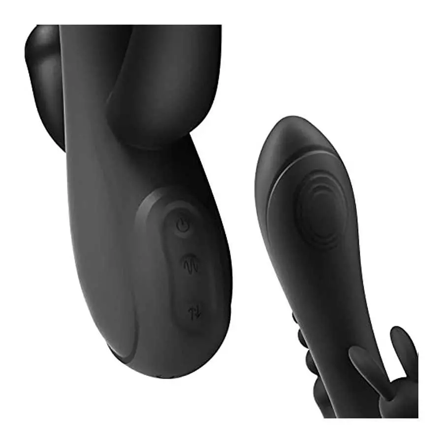 SXOVO Rabbit Vibrator with 12 Vibration Modes 3 in 1 G-spot Vibrator Rechargeable Waterproof Silicone Anal Dildo for Female Coup