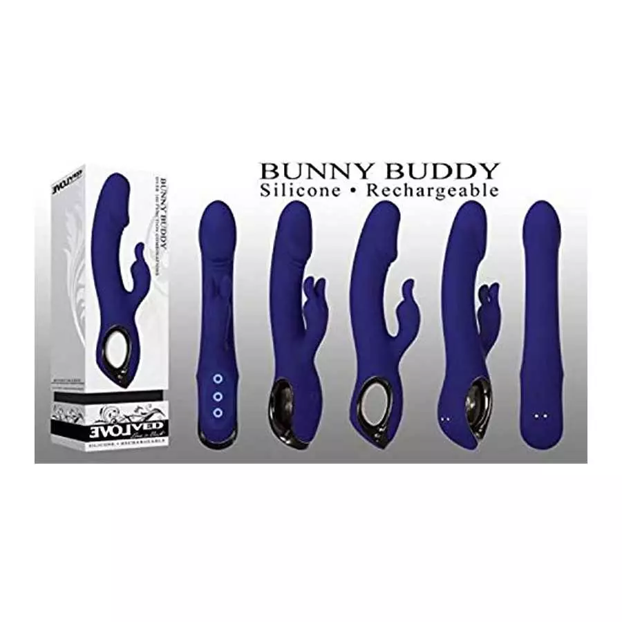 Evolved Love Is Back - Bunny Buddy - 10 Speed Rabbit-Style with Clitoral Stimulation Silicone Rechargeable Vibrator - Purple