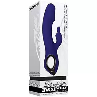 Evolved Love Is Back - Bunny Buddy - 10 Speed Rabbit-Style with Clitoral Stimulation Silicone Rechargeable Vibrator - Purple