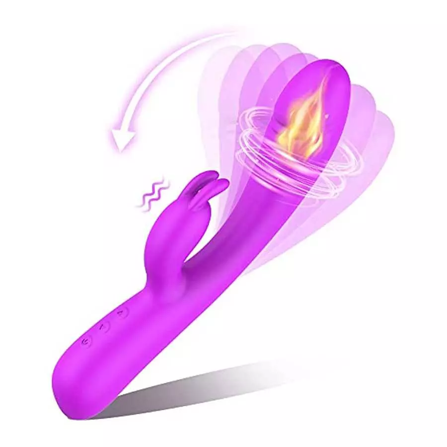 Rabbit Vibrator Sex Toys for Women 3 in 1 G Spot Rose Vibrator Dildo with 20 Vibrations Modes&One-Click Heating, Citoralis Stimu Rabbit Vibrator Sex Toys for Women 3 in 1 G Spot Rose Vibrator Dildo with 20 Vibrations Modes&One-Click Heating, Citoralis Stimu