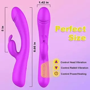 Rabbit Vibrator Sex Toys for Women 3 in 1 G Spot Rose Vibrator Dildo with 20 Vibrations Modes&One-Click Heating, Citoralis Stimu Rabbit Vibrator Sex Toys for Women 3 in 1 G Spot Rose Vibrator Dildo with 20 Vibrations Modes&One-Click Heating, Citoralis Stimu