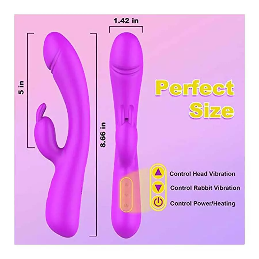 Rabbit Vibrator Sex Toys for Women 3 in 1 G Spot Rose Vibrator Dildo with 20 Vibrations Modes&One-Click Heating, Citoralis Stimu