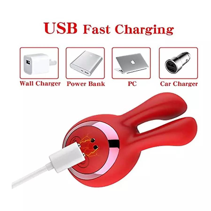 Rabbit Vibrator for Women Pleasure, 2 in 1 Small Rabbit Massager kit with 13 Vibration Modes, Nipples Clitoral Stimulator for Ad