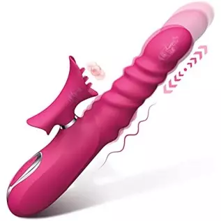 Thrusting Rabbit Vibrator 10" Clitoral G Spot Vibrator with 7 Independent Licking,Thrusting Vibrators Realistic Dildo Stimulator