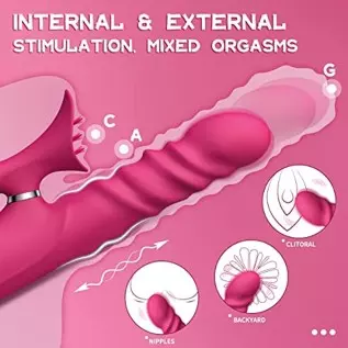 Thrusting Rabbit Vibrator 10" Clitoral G Spot Vibrator with 7 Independent Licking,Thrusting Vibrators Realistic Dildo Stimulator Thrusting Rabbit Vibrator 10" Clitoral G Spot Vibrator with 7 Independent Licking,Thrusting Vibrators Realistic Dildo Stimulator