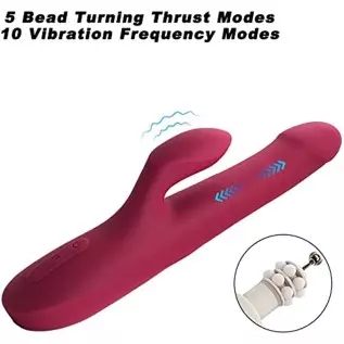 Beaded Ring Thrusting Vibrator, 10" Quadruple Action Female Pleasure Tool Clit Stimulator, Rotating G-Spot Vibrator , 5 Rotating Beaded Ring Thrusting Vibrator, 10" Quadruple Action Female Pleasure Tool Clit Stimulator, Rotating G-Spot Vibrator , 5 Rotating