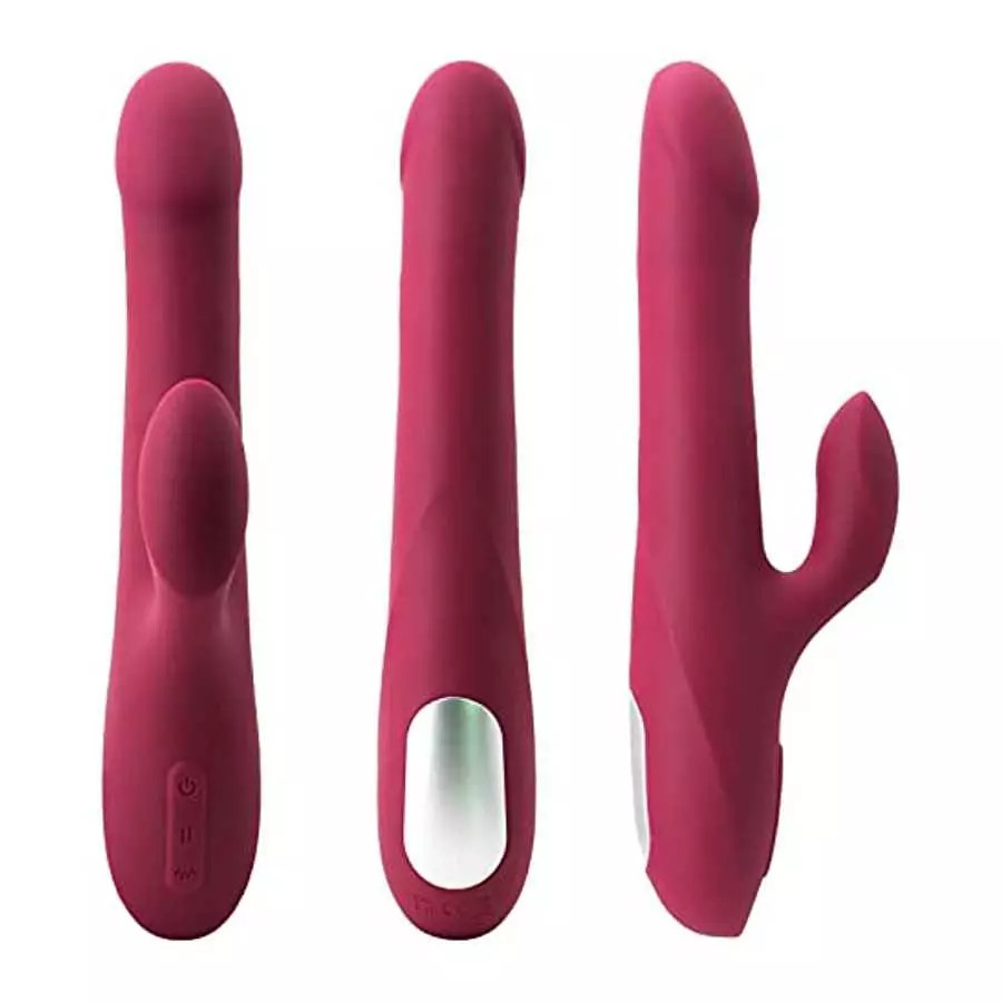 Beaded Ring Thrusting Vibrator, 10" Quadruple Action Female Pleasure Tool Clit Stimulator, Rotating G-Spot Vibrator , 5 Rotating