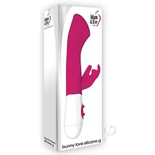 Adam & Eve Bunny Love Silicone G Spot Vibrator, Pink | Rechargeable & Waterproof Rabbit Vibrator with Multiple Vibration Modes |