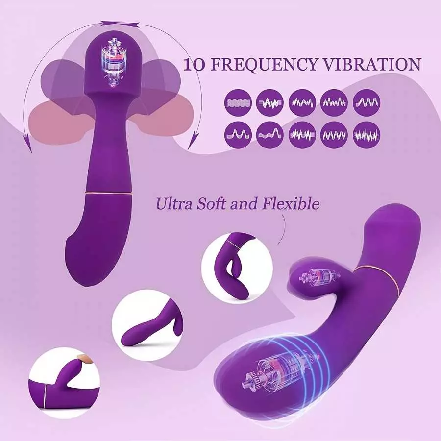 Rabbit Dual Vibrator Adult Sex Sensory Toys for Women, Detachable 3-in-1 Powerful Silicone Massager Kit for G-Spot Clit Anal Org