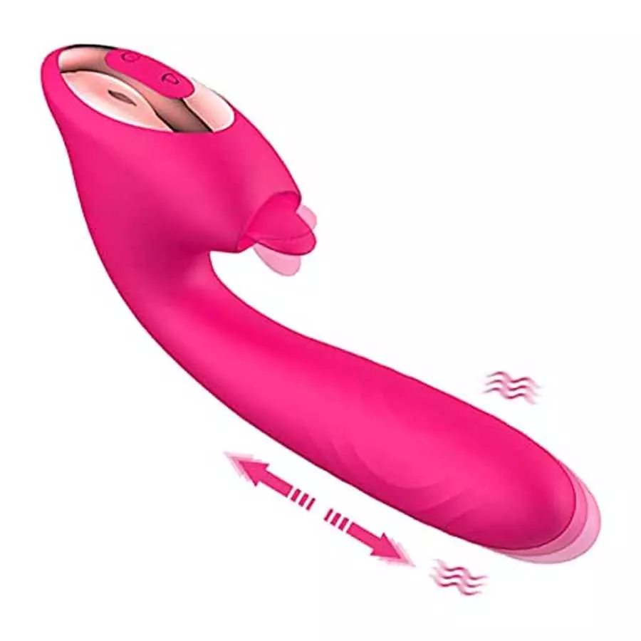 PowerRider 3 in 1 Thrusting Clitoral Stimulator , G Spot Tongue Licking Rabbit Dildo Vibrator with 10 Flapping & 10 Telescopic S PowerRider 3 in 1 Thrusting Clitoral Stimulator , G Spot Tongue Licking Rabbit Dildo Vibrator with 10 Flapping & 10 Telescopic S