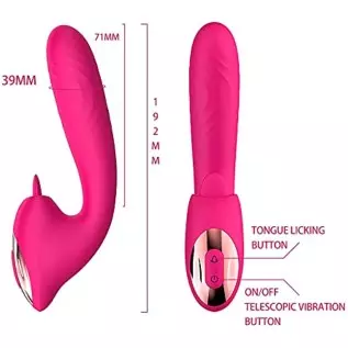 PowerRider 3 in 1 Thrusting Clitoral Stimulator , G Spot Tongue Licking Rabbit Dildo Vibrator with 10 Flapping & 10 Telescopic S PowerRider 3 in 1 Thrusting Clitoral Stimulator , G Spot Tongue Licking Rabbit Dildo Vibrator with 10 Flapping & 10 Telescopic S