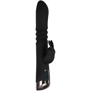 Evolved Love Is Back - Rapid Rabbit - Rechargeable Silicone Thrusting Rabbit Vibrator - Black