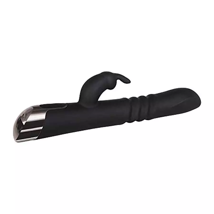 Evolved Love Is Back - Rapid Rabbit - Rechargeable Silicone Thrusting Rabbit Vibrator - Black