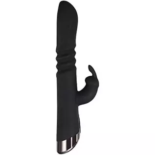 Evolved Love Is Back - Rapid Rabbit - Rechargeable Silicone Thrusting Rabbit Vibrator - Black