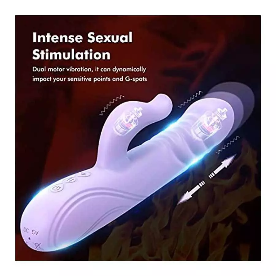 Thrusting Rabbit Vibrator Dildo for Women, Vibrator Clitoral Massage , AVVOLG G Spot Clitorals Stimulator, With 10 Vibration Mod