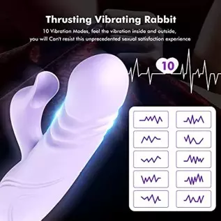 Thrusting Rabbit Vibrator Dildo for Women, Vibrator Clitoral Massage , AVVOLG G Spot Clitorals Stimulator, With 10 Vibration Mod Thrusting Rabbit Vibrator Dildo for Women, Vibrator Clitoral Massage , AVVOLG G Spot Clitorals Stimulator, With 10 Vibration Mod