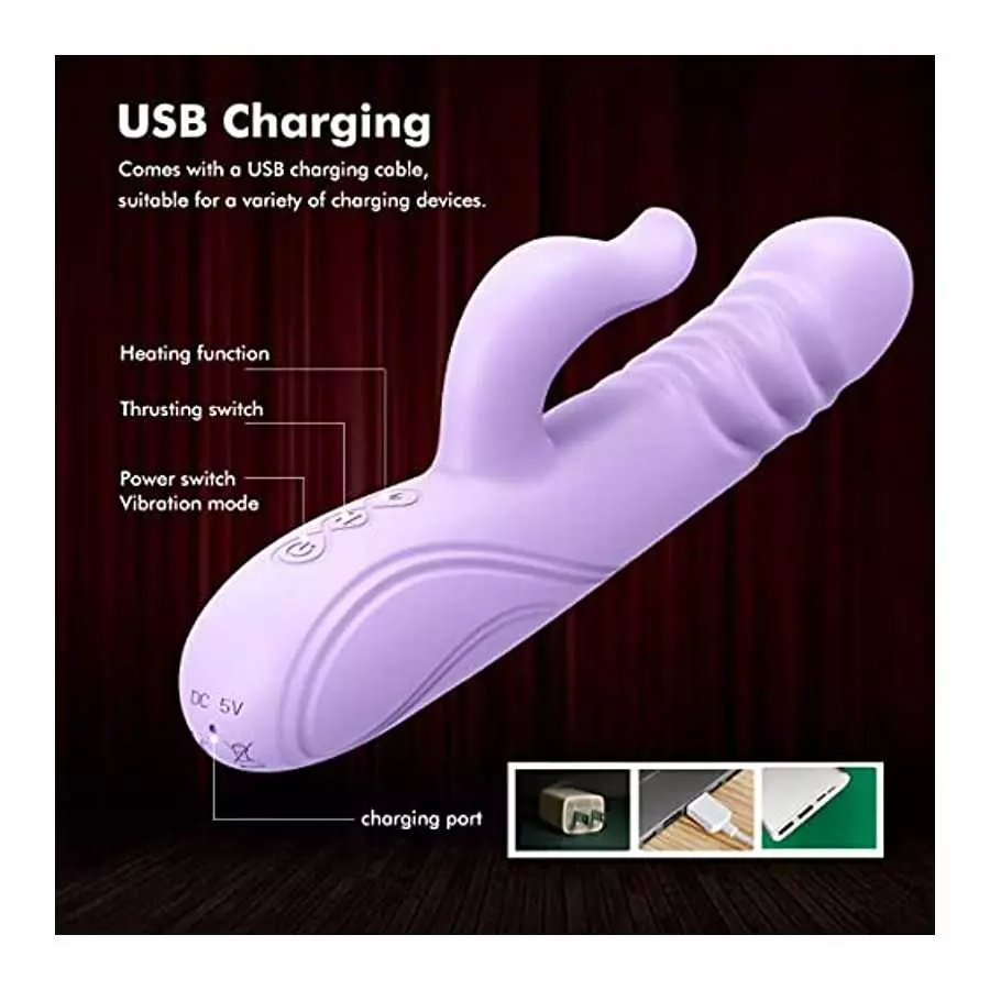 Thrusting Rabbit Vibrator Dildo for Women, Vibrator Clitoral Massage , AVVOLG G Spot Clitorals Stimulator, With 10 Vibration Mod