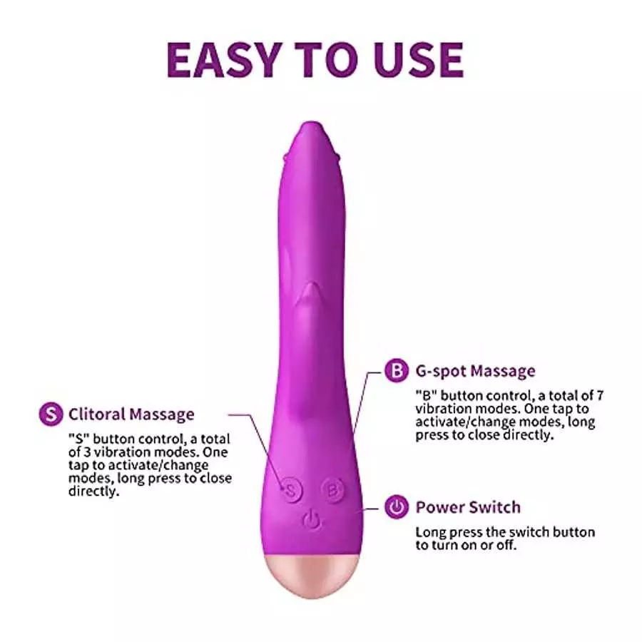 G Spot Clitoral Dolphin Silicone Vibrator, Dual Motor 7+3 Vibration Mode Vaginal Stimulator, Waterproof and Rechargeable Dildo R
