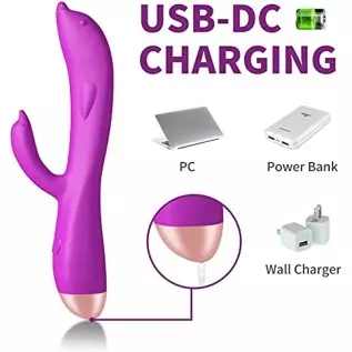G Spot Clitoral Dolphin Silicone Vibrator, Dual Motor 7+3 Vibration Mode Vaginal Stimulator, Waterproof and Rechargeable Dildo R
