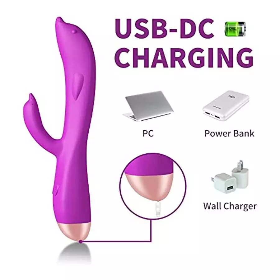 G Spot Clitoral Dolphin Silicone Vibrator, Dual Motor 7+3 Vibration Mode Vaginal Stimulator, Waterproof and Rechargeable Dildo R