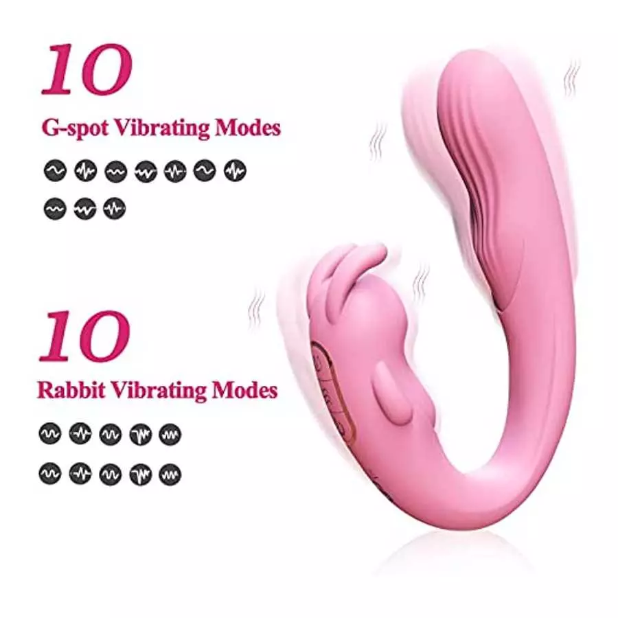 Rabbit G-Spot Dildo Vibrator Clitoris Stimulator with 10 Vibration Modes, Silicone Waterproof Powerful Vaginal Anal Maturbation 