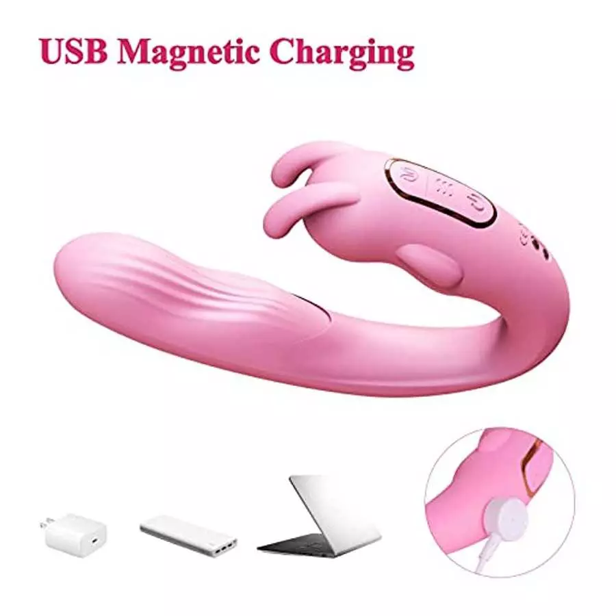 Rabbit G-Spot Dildo Vibrator Clitoris Stimulator with 10 Vibration Modes, Silicone Waterproof Powerful Vaginal Anal Maturbation 