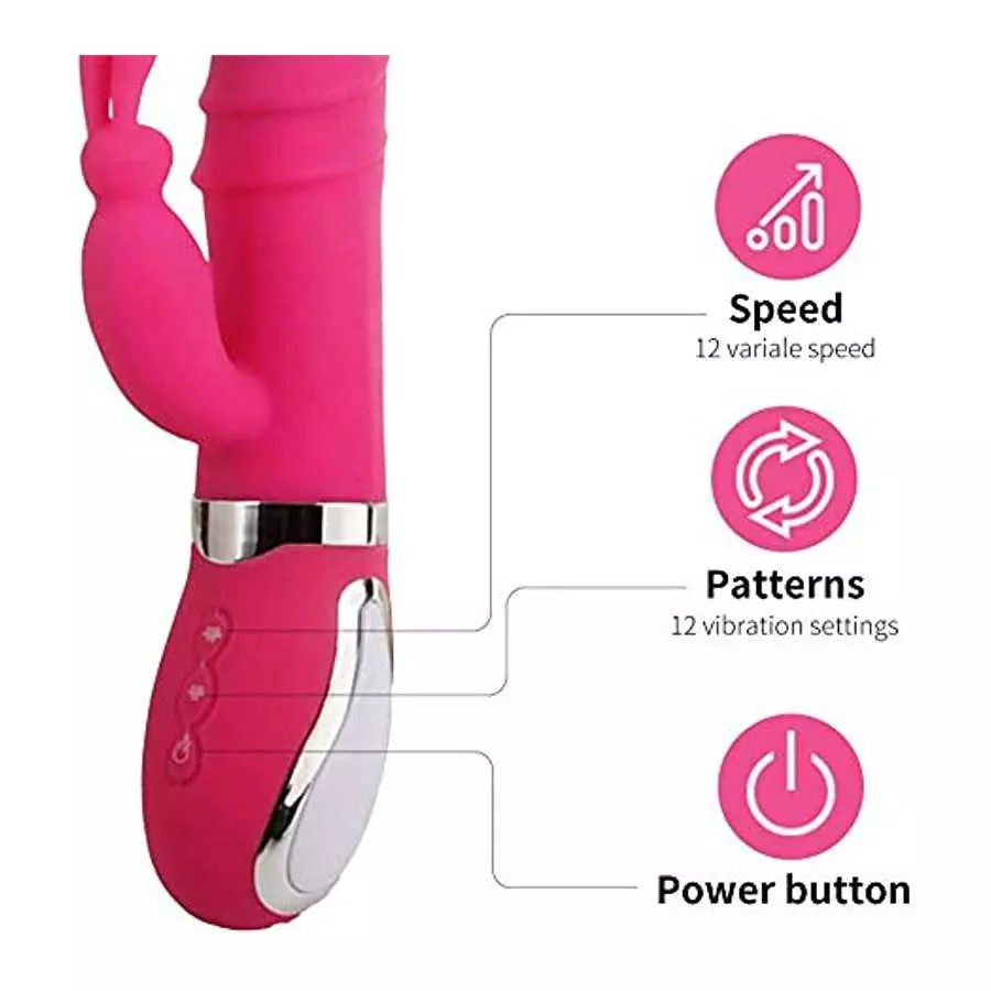 Affordable and Multi-Functional Beaded Thrusting Rabbit Vibrator Triple Action G Spot , 10 Patterns, Waterproof & Rechargeable S