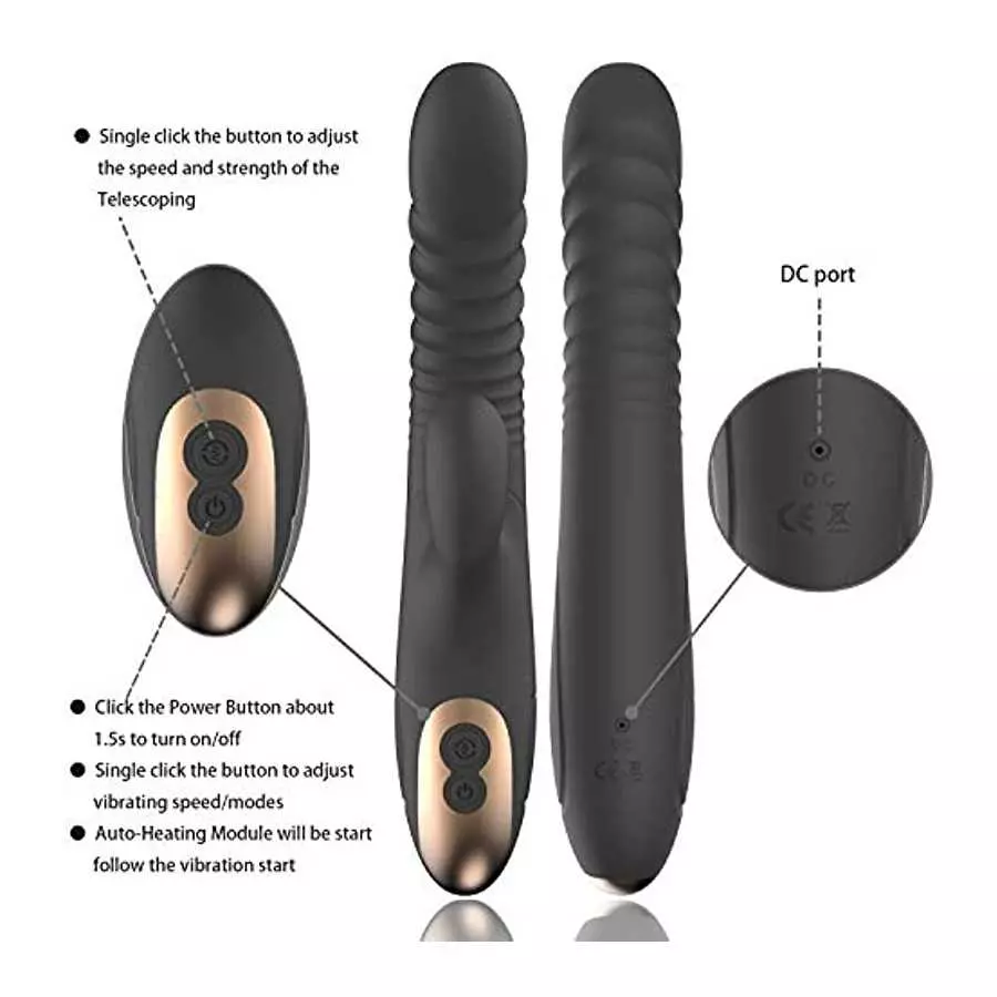 Portable USB Rechargeable Rabbit Vibrator Sex Toys for Women, Sexual Vibrating Dildo Wand Massager with 8 Vibration Modes