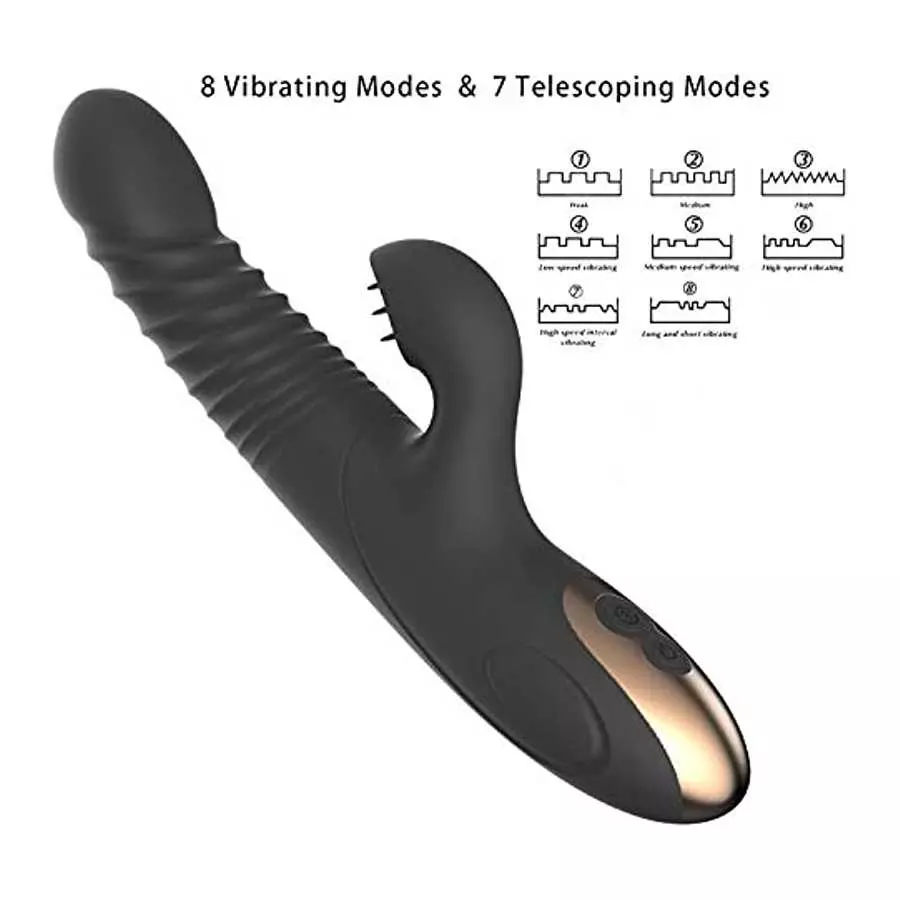 Portable USB Rechargeable Rabbit Vibrator Sex Toys for Women, Sexual Vibrating Dildo Wand Massager with 8 Vibration Modes