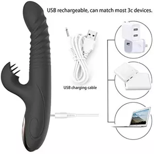Portable USB Rechargeable Rabbit Vibrator Sex Toys for Women, Sexual Vibrating Dildo Wand Massager with 8 Vibration Modes