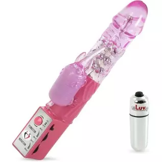 LeLuv Rabbit Vibrator Rotating Pearls Multispeed Clitoral Tickler Bundle with Mini Massager Blue