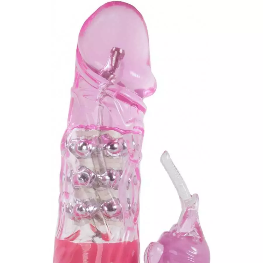 LeLuv Rabbit Vibrator Rotating Pearls Multispeed Clitoral Tickler Bundle with Mini Massager Blue