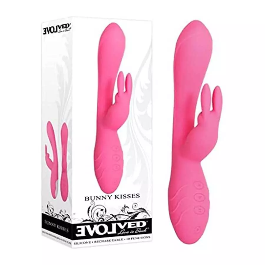 Evolved Love Is Back Bunny Kisses Rechargeable Silicone Rabbit Vibrator - Pink Evolved Love Is Back Bunny Kisses Rechargeable Silicone Rabbit Vibrator - Pink