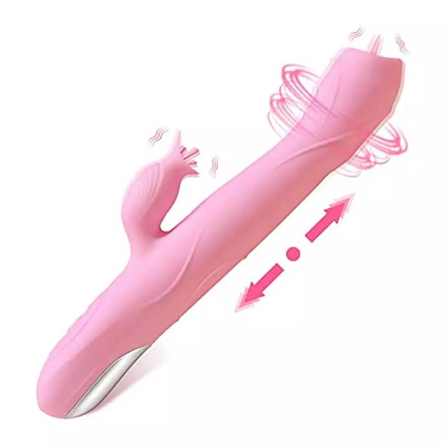 Thrusting Dildo Rabbit G Spot Vibrators Sex Toys for Woman, Adult Sensory Toy G Spot Sex Toy with 3 Telescopic & 7 Vibration Mod