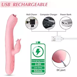 Thrusting Dildo Rabbit G Spot Vibrators Sex Toys for Woman, Adult Sensory Toy G Spot Sex Toy with 3 Telescopic & 7 Vibration Mod