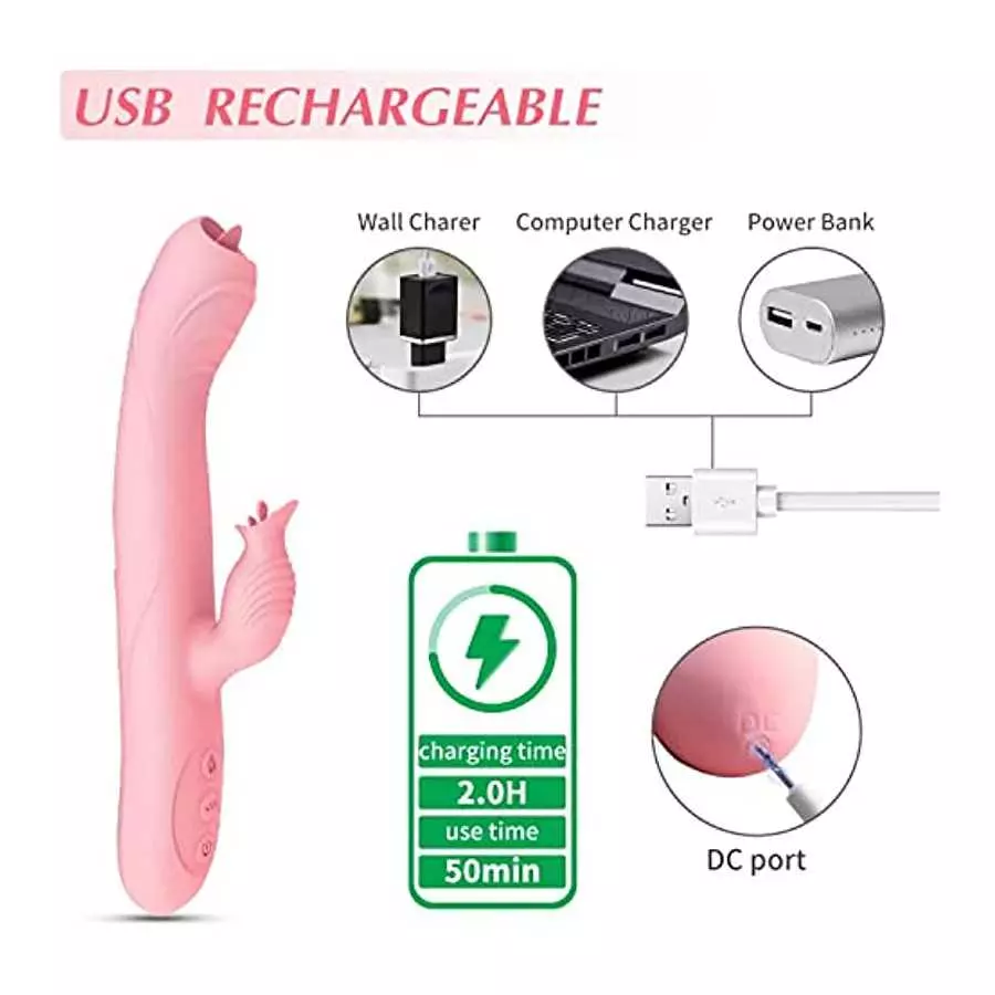 Thrusting Dildo Rabbit G Spot Vibrators Sex Toys for Woman, Adult Sensory Toy G Spot Sex Toy with 3 Telescopic & 7 Vibration Mod