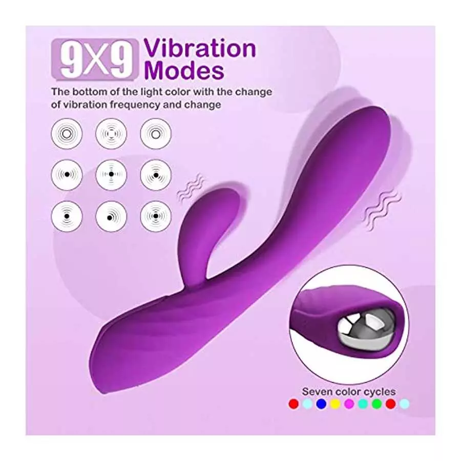 Rabbit Vibrator for G Spot Clitoral Dual Stimulation, Vibrating Dildos 9*9 Powerful Vibrations for Women, Waterproof and Recharg