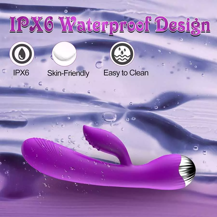 PUWCBZE G-Spot Dildo Rabbit Vibrator with 10 Vibration Modes, Clitoris Stimulator Dual Motor Massager Vaginal Anal Soft Silicone