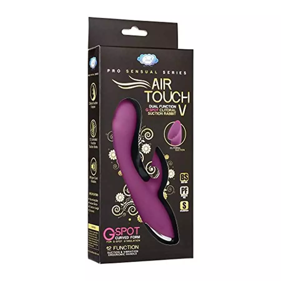 Cloud 9 Novelties Pro Sensual Air Touch V G Spot Dual Function Clitoral Suction Rabbit, 1 Ounce