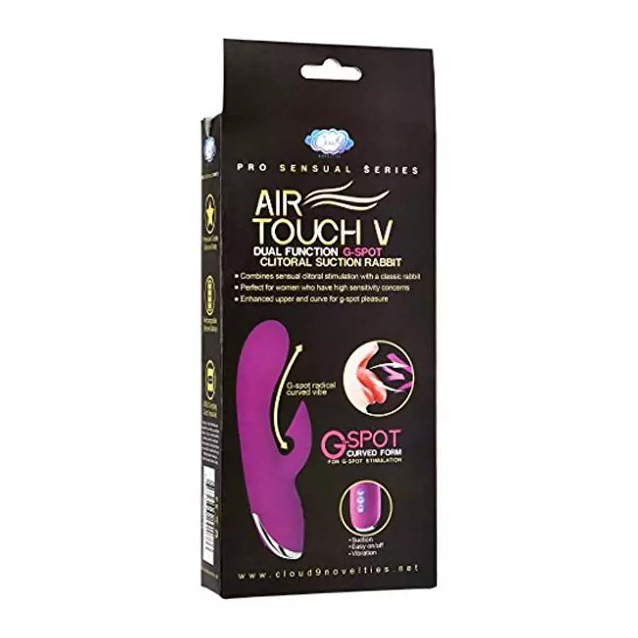Cloud 9 Novelties Pro Sensual Air Touch V G Spot Dual Function Clitoral Suction Rabbit, 1 Ounce