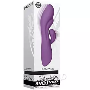 Rampage Powerful Thick Dual Silicone Rechargeable Rabbit Vibrator Purple