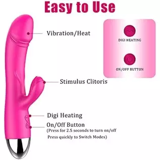 Rabbit Vibrator with Heating, 30 Powerful Vibrations G Spot Vibrator with Independent Clitoral Stimulator, Waterproof Rechargeab Rabbit Vibrator with Heating, 30 Powerful Vibrations G Spot Vibrator with Independent Clitoral Stimulator, Waterproof Rechargeab